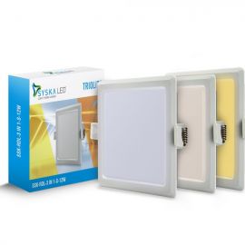 Syska TrioLite Slim LED 3-in-1 RDL Square Downlight-12W (Multicolor)
