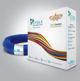 SYSKA WFBL511006 FR-4.00 sq mm Cables (Blue, 90m Wire)